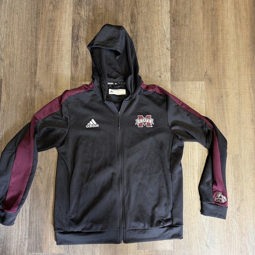 Adidas Mississippi State MSU Bulldogs Player Issued Football Hoodie Size L